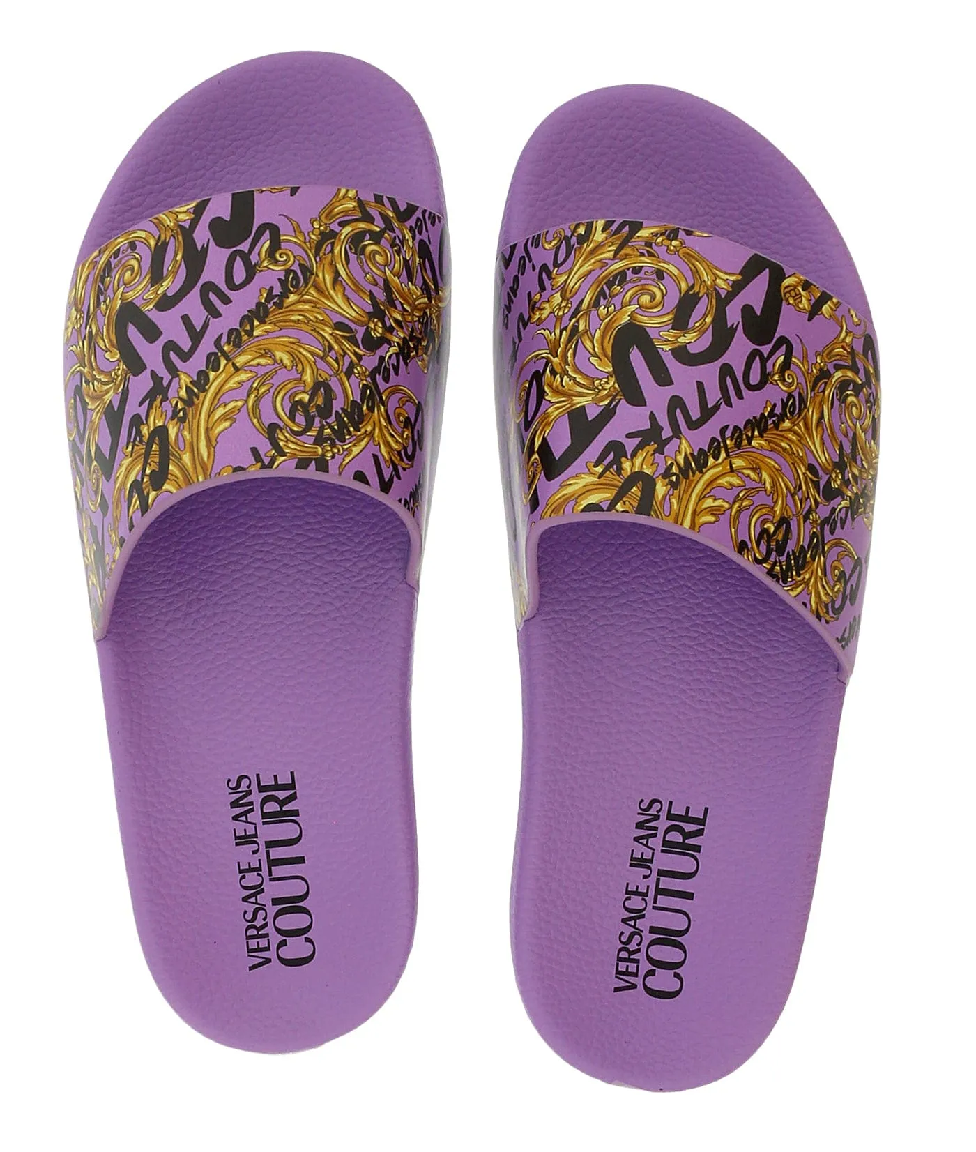 Versace Jeans Couture Purple Gold Baroque Pattern Pool Slide-7