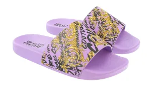 Versace Jeans Couture Purple Gold Baroque Pattern Pool Slide-7