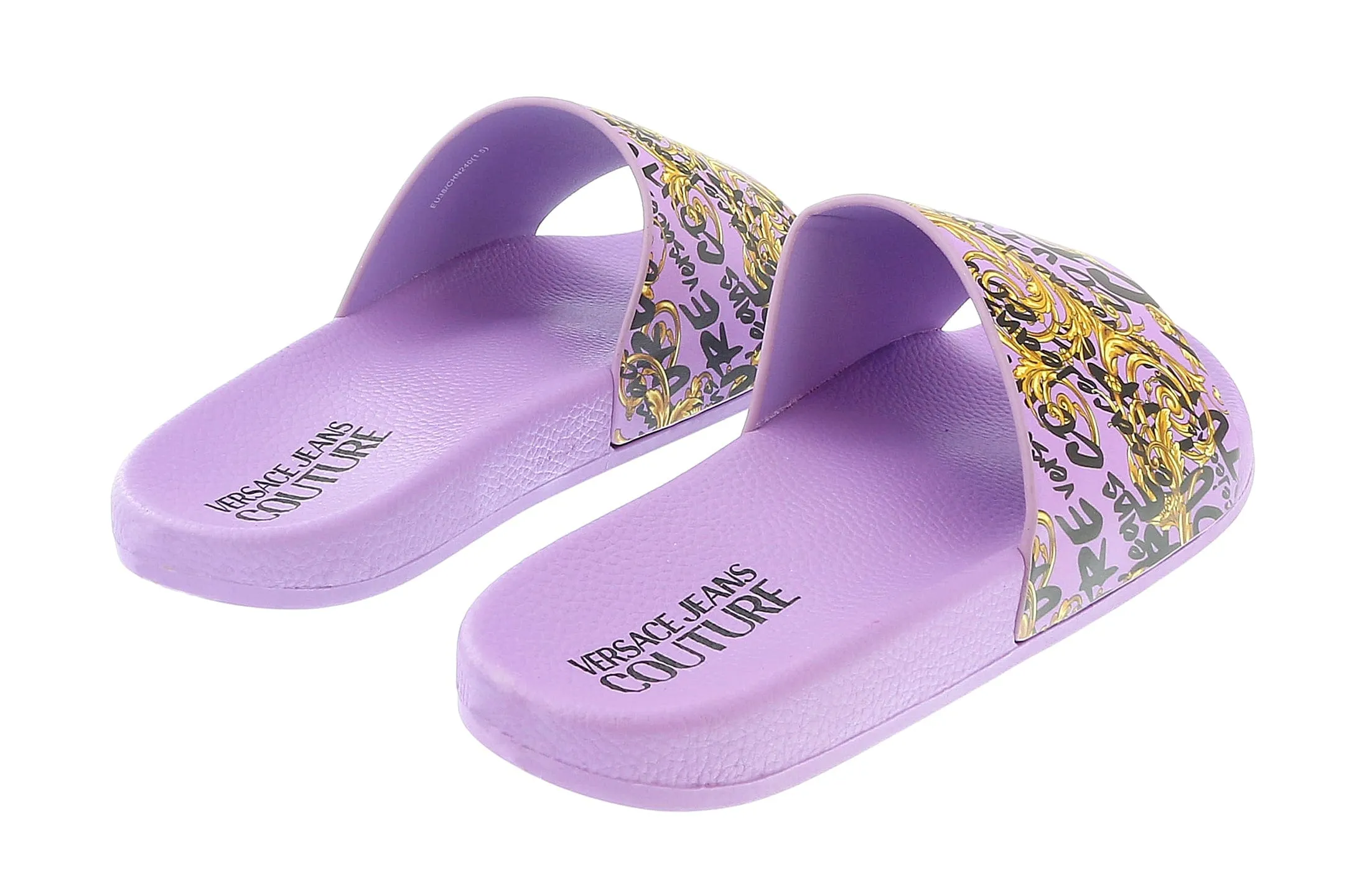 Versace Jeans Couture Purple Gold Baroque Pattern Pool Slide-7