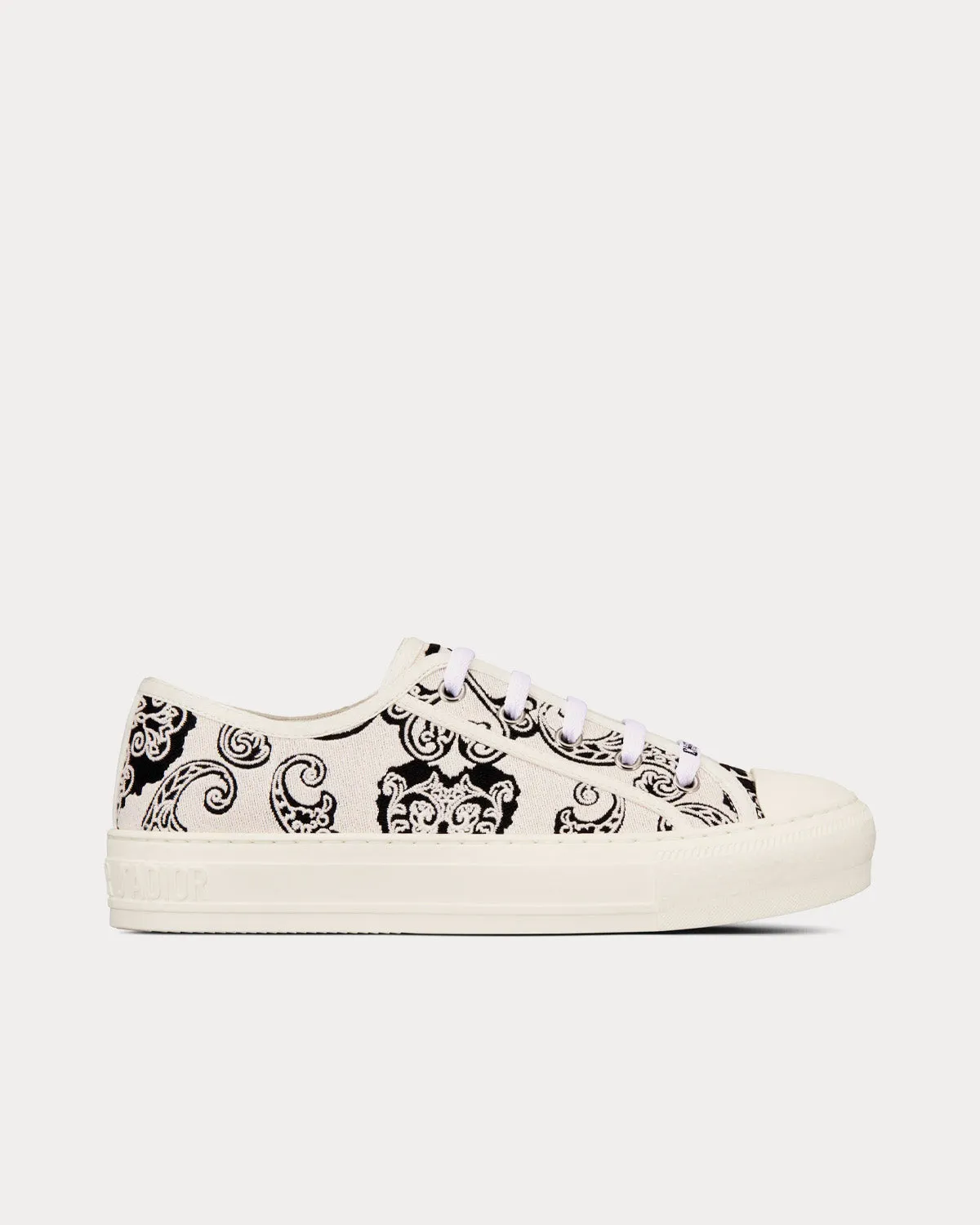 Walk'n'Dior Black and White Cotton with Dior Bandana Embroidery Low Top Sneakers