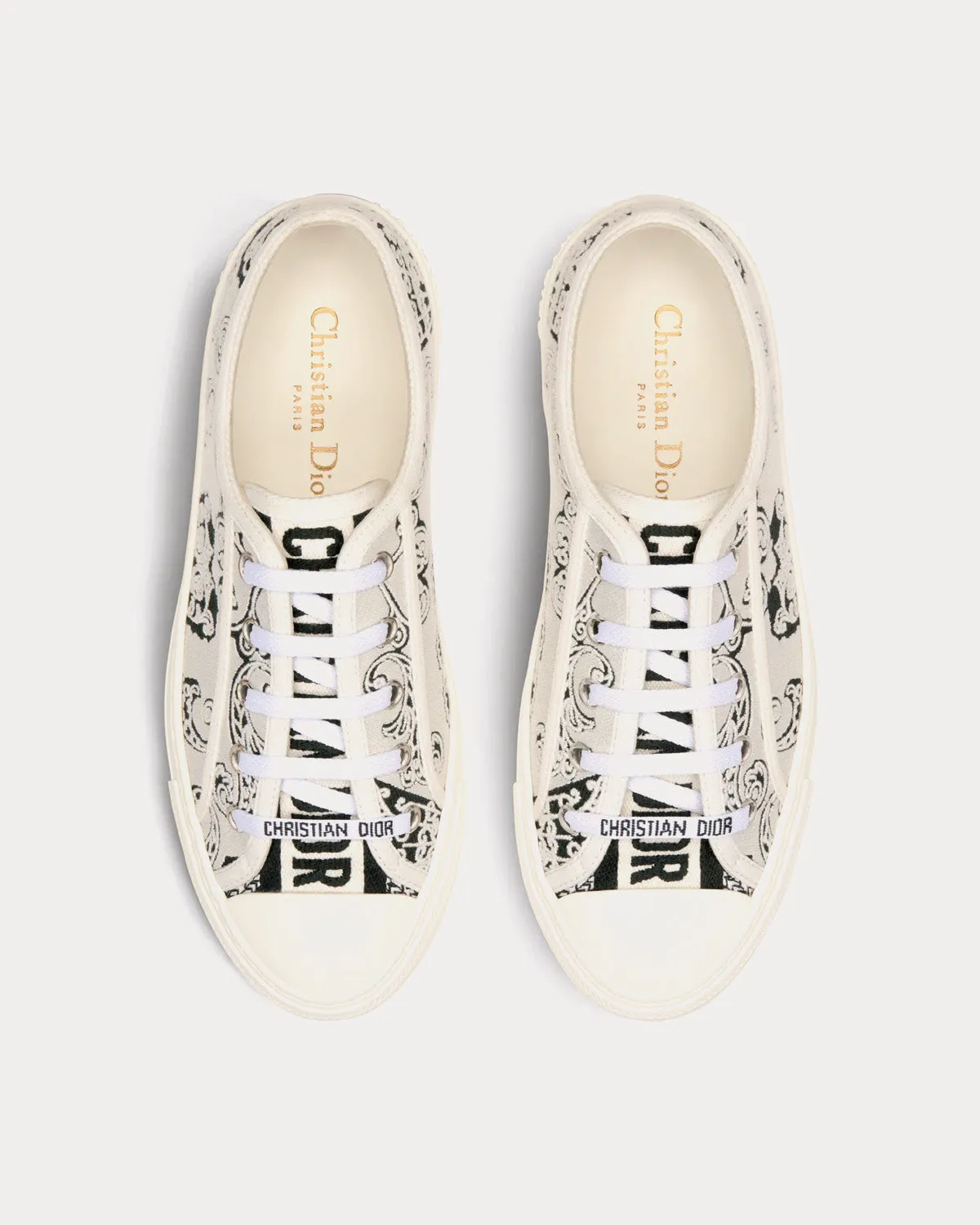 Walk'n'Dior Black and White Cotton with Dior Bandana Embroidery Low Top Sneakers