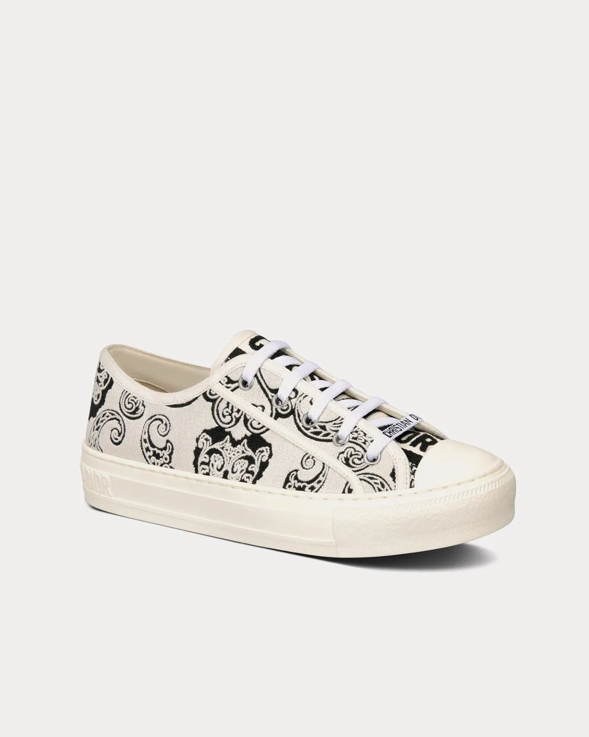 Walk'n'Dior Black and White Cotton with Dior Bandana Embroidery Low Top Sneakers