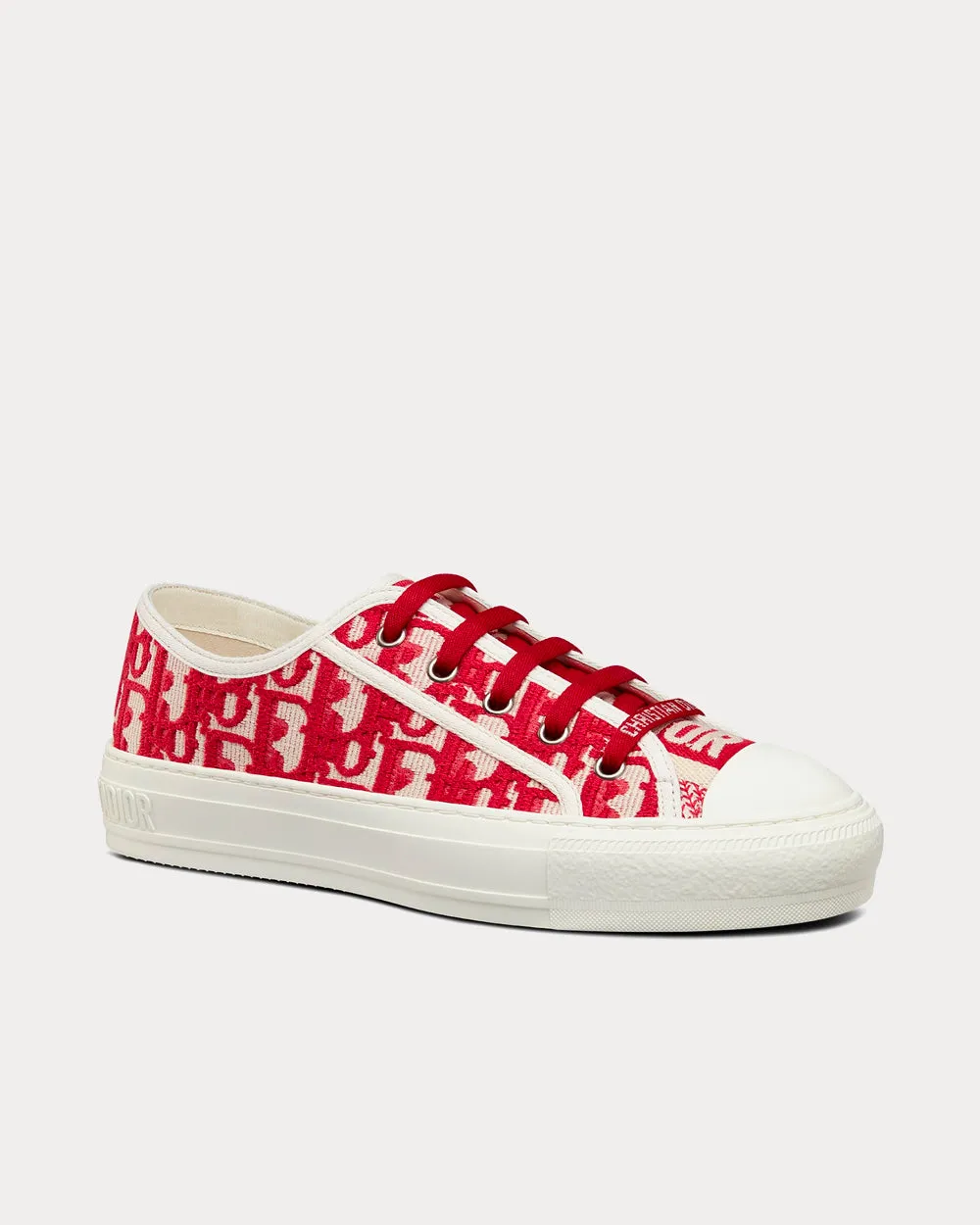 Walk'n'Dior Raspberry Dior Oblique Embroidered Cotton Low Top Sneakers