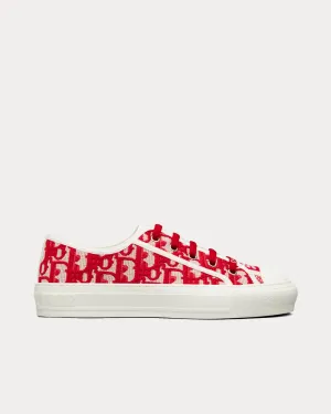 Walk'n'Dior Raspberry Dior Oblique Embroidered Cotton Low Top Sneakers