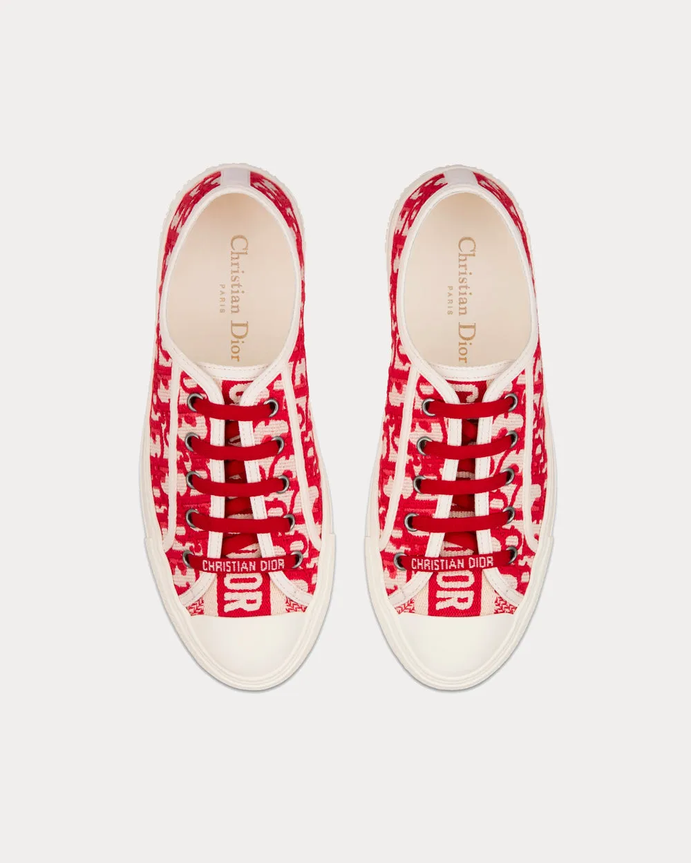 Walk'n'Dior Raspberry Dior Oblique Embroidered Cotton Low Top Sneakers