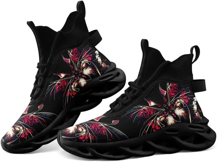 Wide Toe Mid-top Boots for Women Mesh Slip On Fashion Walking Shoes Lightweight Lace-up Workout Sneakers Anti-skid