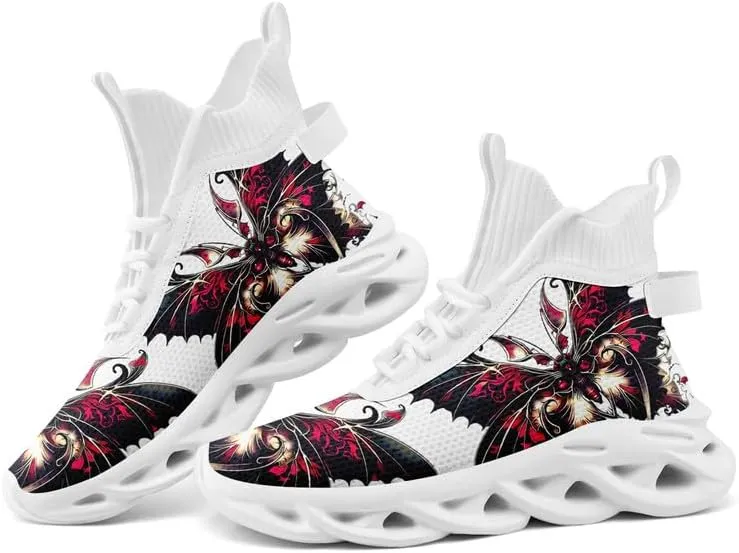 Wide Toe Mid-top Boots for Women Mesh Slip On Fashion Walking Shoes Lightweight Lace-up Workout Sneakers Anti-skid