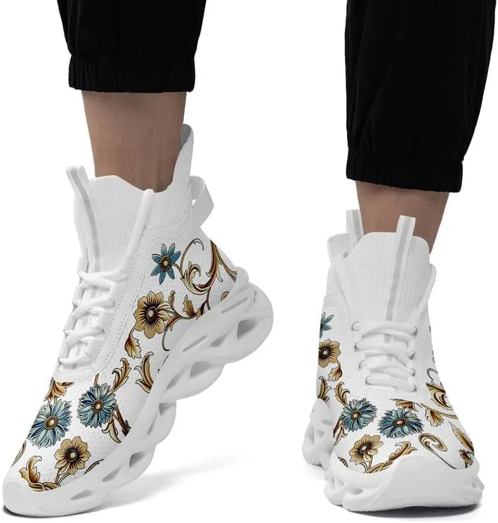Wide Toe Mid-top Boots for Women Mesh Slip On Fashion Walking Shoes Lightweight Lace-up Workout Sneakers Anti-skid