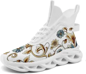 Wide Toe Mid-top Boots for Women Mesh Slip On Fashion Walking Shoes Lightweight Lace-up Workout Sneakers Anti-skid