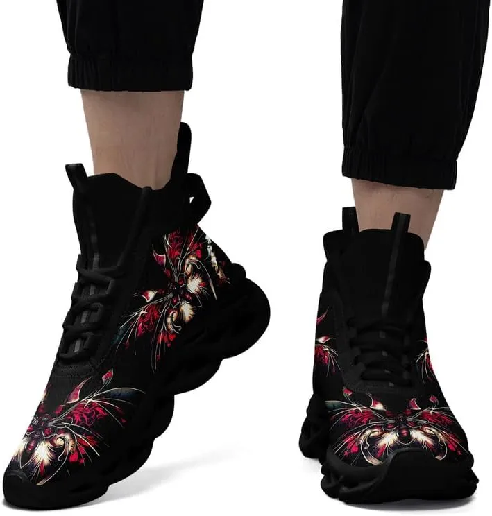 Wide Toe Mid-top Boots for Women Mesh Slip On Fashion Walking Shoes Lightweight Lace-up Workout Sneakers Anti-skid