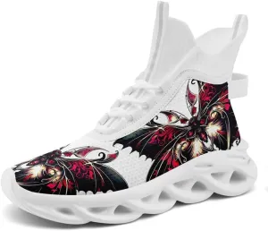 Wide Toe Mid-top Boots for Women Mesh Slip On Fashion Walking Shoes Lightweight Lace-up Workout Sneakers Anti-skid