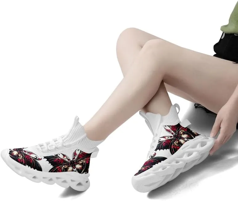 Wide Toe Mid-top Boots for Women Mesh Slip On Fashion Walking Shoes Lightweight Lace-up Workout Sneakers Anti-skid