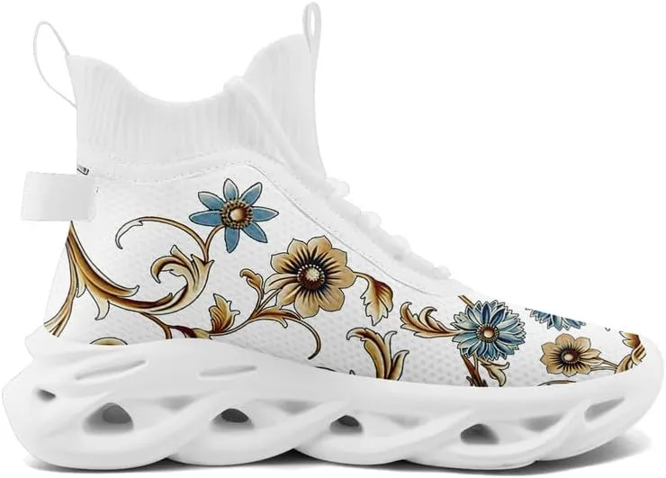 Wide Toe Mid-top Boots for Women Mesh Slip On Fashion Walking Shoes Lightweight Lace-up Workout Sneakers Anti-skid