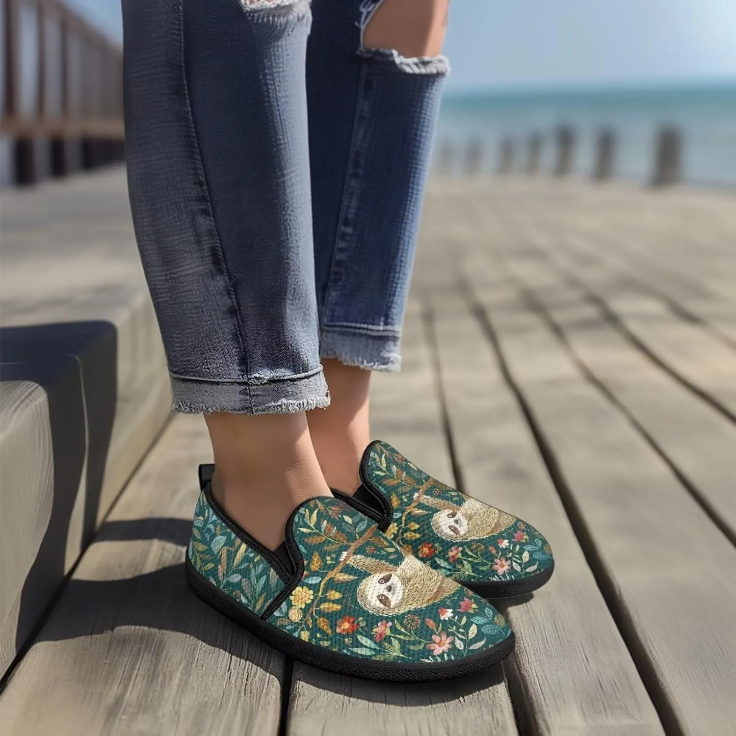 Womens Mesh Slip On Shoes Casual Breathable Low Top Flats Non-Slip Fashion Comfort Walking Work Loafers