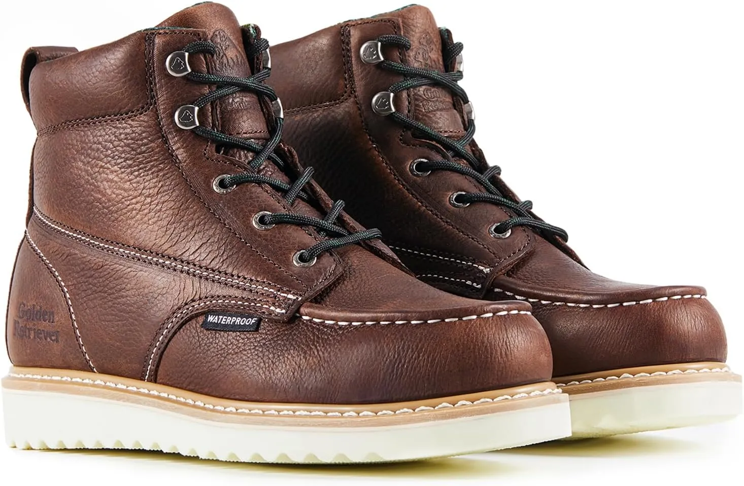 Work Boots for men Waterproof Comfortable 6" Full Grain Tumbled Leather Goodyear Welt Slip and Oil-Resistant STEEL/SOFT Toe Construction Boots G6192D_G6158ST_G6282D_G6258ST